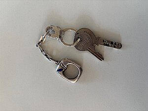 2 clés avec porte-clés en forme de pomme