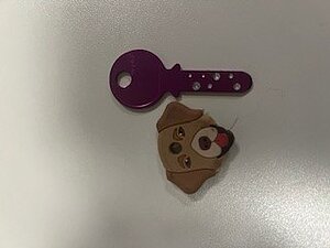 clé violette + capuchon tête de chien